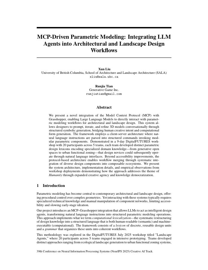 First page of MCP-Driven Parametric Modeling